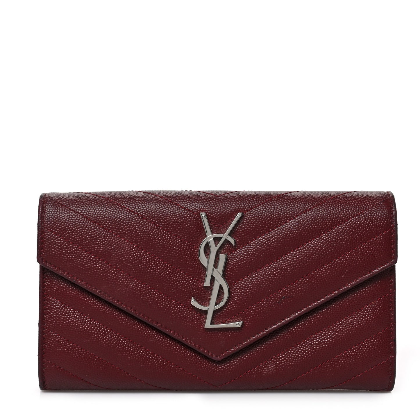 Grain De Poudre Matelasse Chevron Monogram Flap Wallet Palissandre