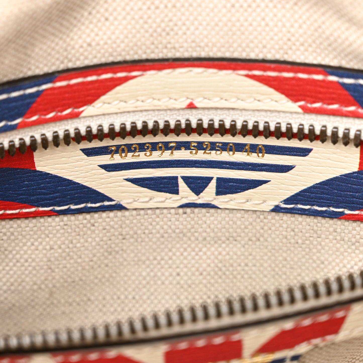 X ADIDAS Shangai Calfskin Web Trefoil Interlocking G Mini Duffle Bag Red White Blue