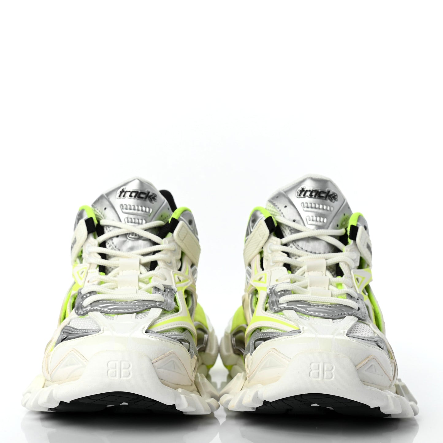 Rubber Mesh Bi-Color Womens Track.2 Open Sneakers 38 White Fluo Yellow