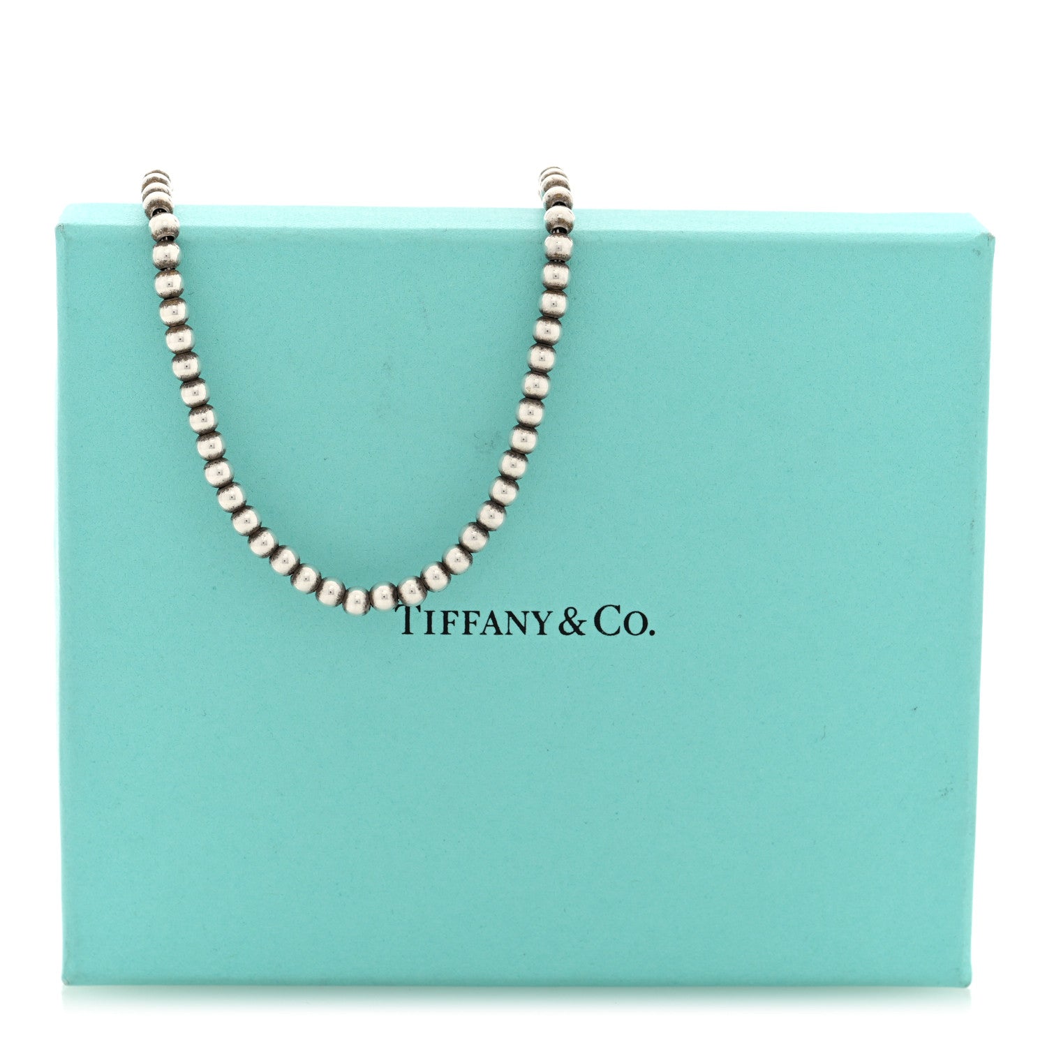 Tiffany Sterling Silver 4mm Beads Toggle Necklace 5 of 5
