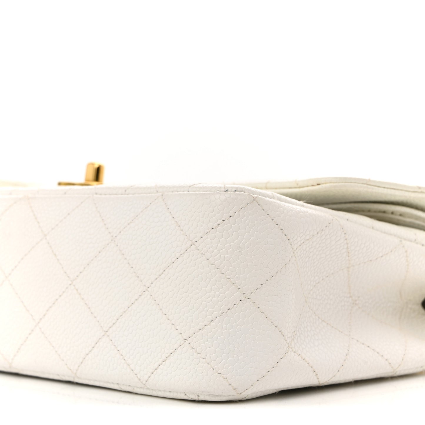 Caviar Quilted Medium Double Flap White
