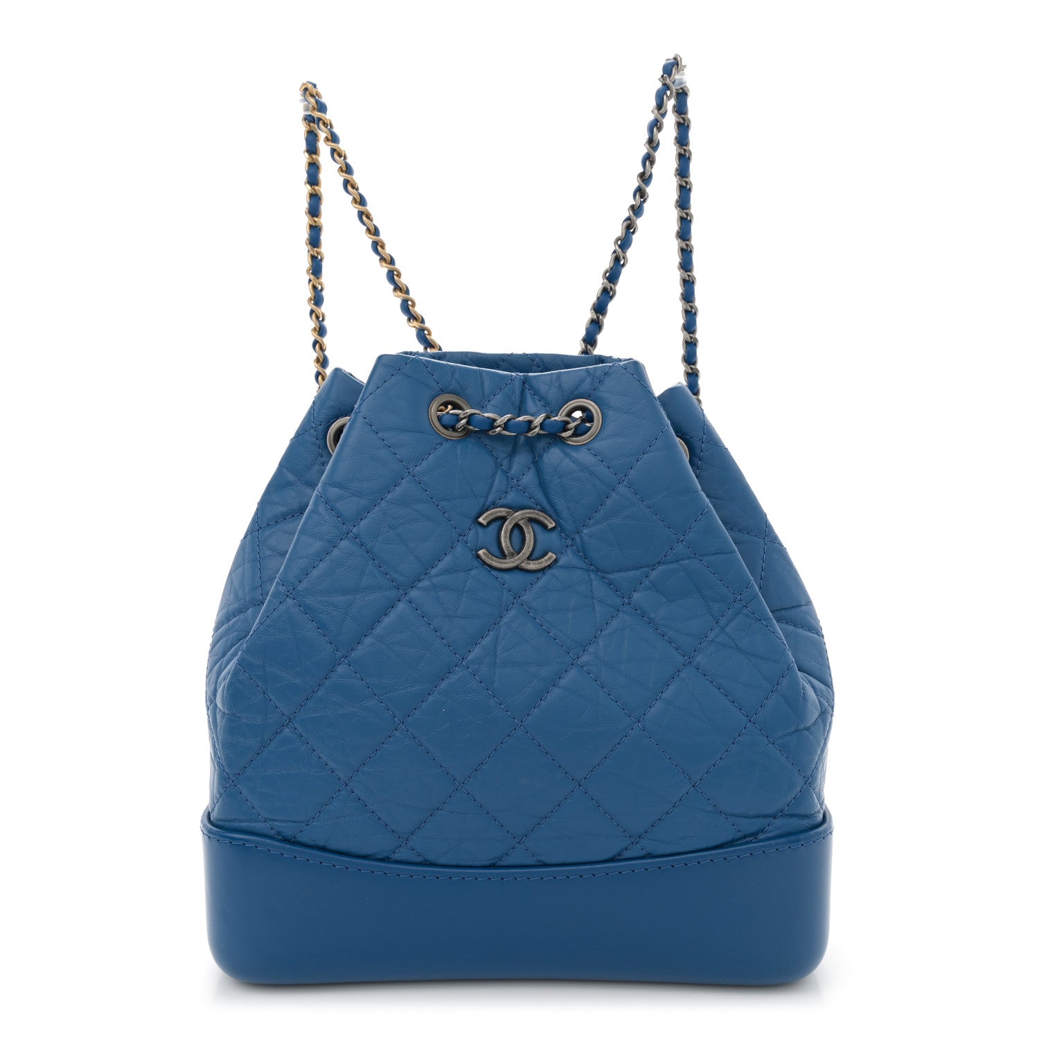 Chanel Aged Calfskin Quilted Gabrielle Backpack Blue 1 of 10