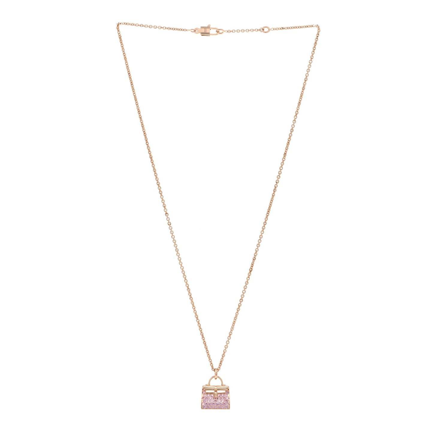 18K Rose Gold Pink Sapphire Kelly Amulettes Pendant Necklace