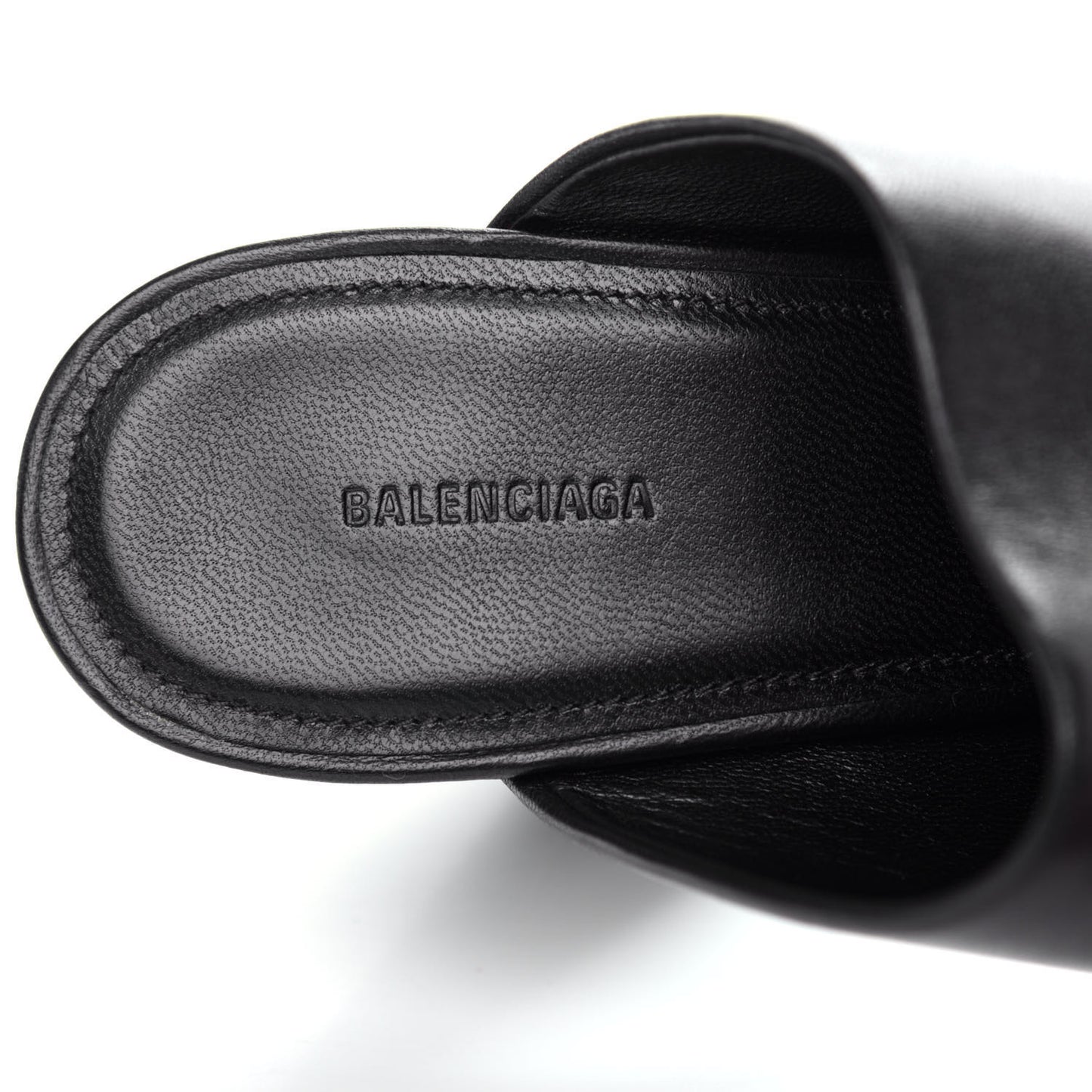 Shiny Sheepskin Oval 90mm Sandals 38.5 Black