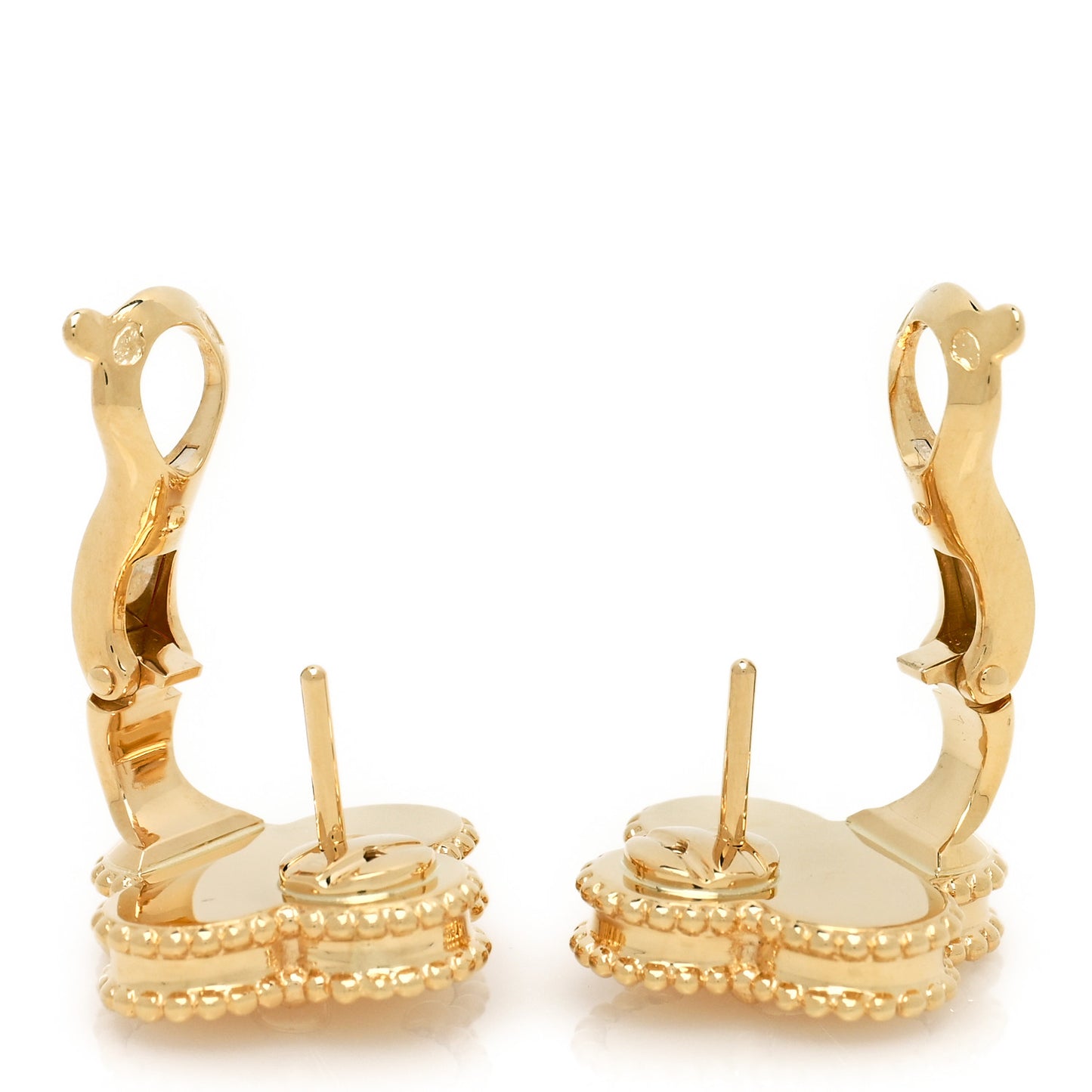 18K Yellow Gold Guilloche Vintage Alhambra Earrings