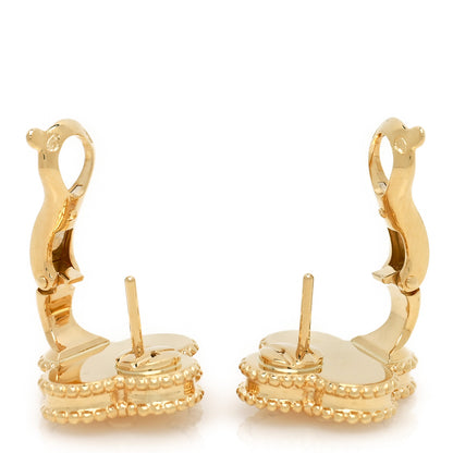 Van Cleef & Arpels 18K Yellow Gold Guilloche Vintage Alhambra Earrings 3 of 6