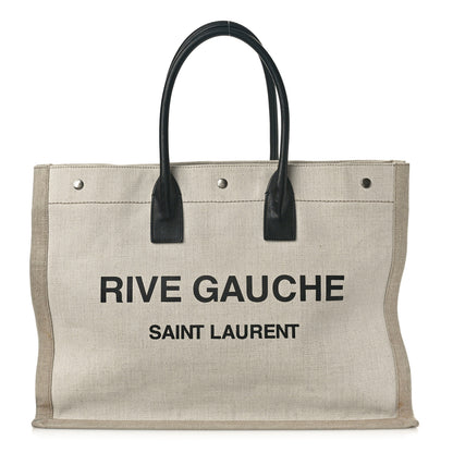 Saint Laurent Linen Calfskin Rive Gauche Tote Optic White 1 of 13