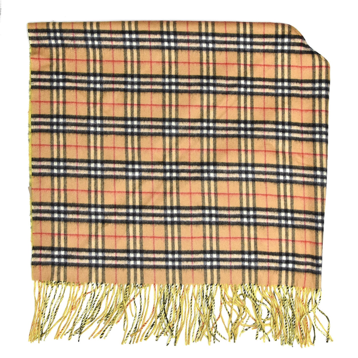 Cashmere Fluorescent Vintage Check Bandana Scarf Bright Lemon