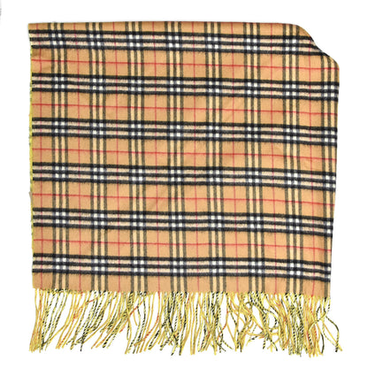 Burberry Cashmere Fluorescent Vintage Check Bandana Scarf Bright Lemon 4 of 5