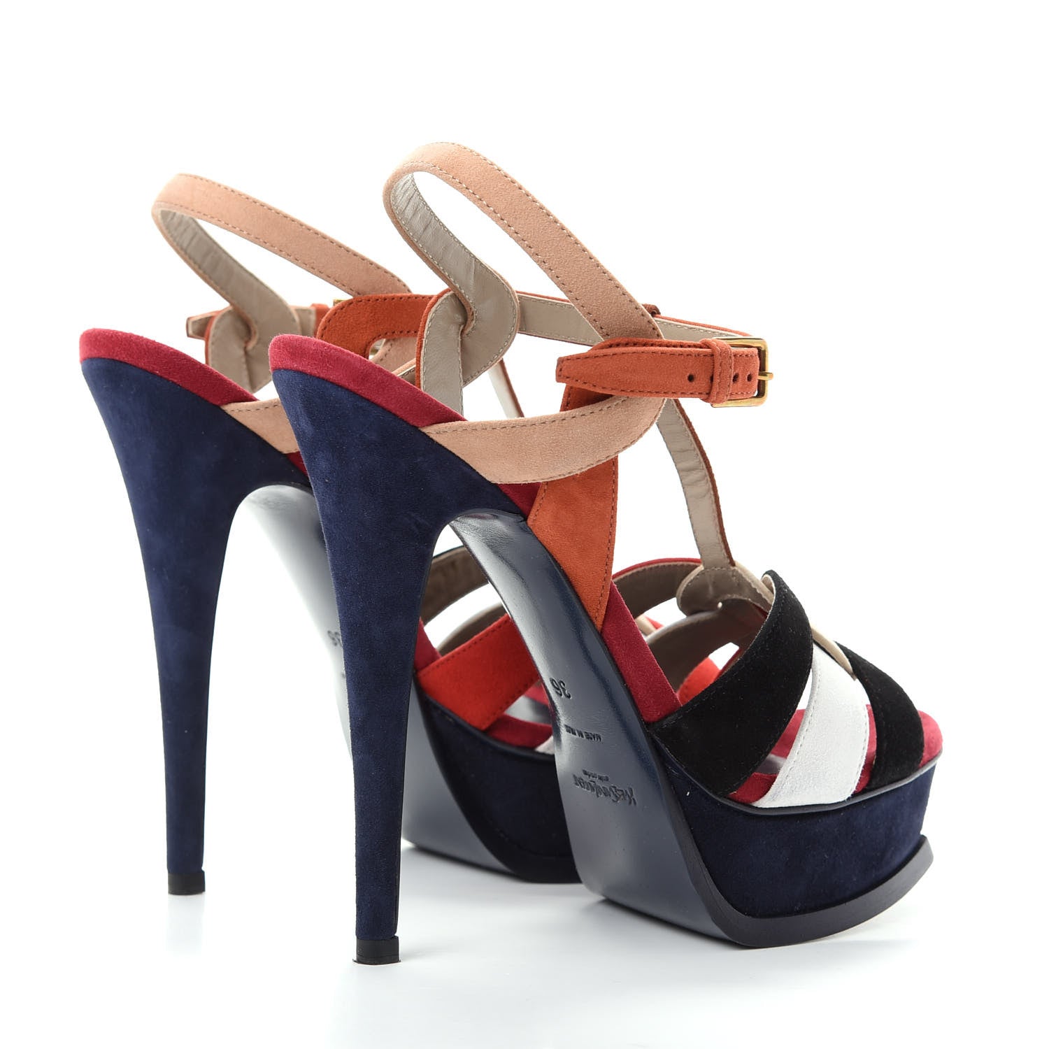 Saint Laurent Suede Tribute 105 Platform Sandals 36 Multicolor 4 of 10