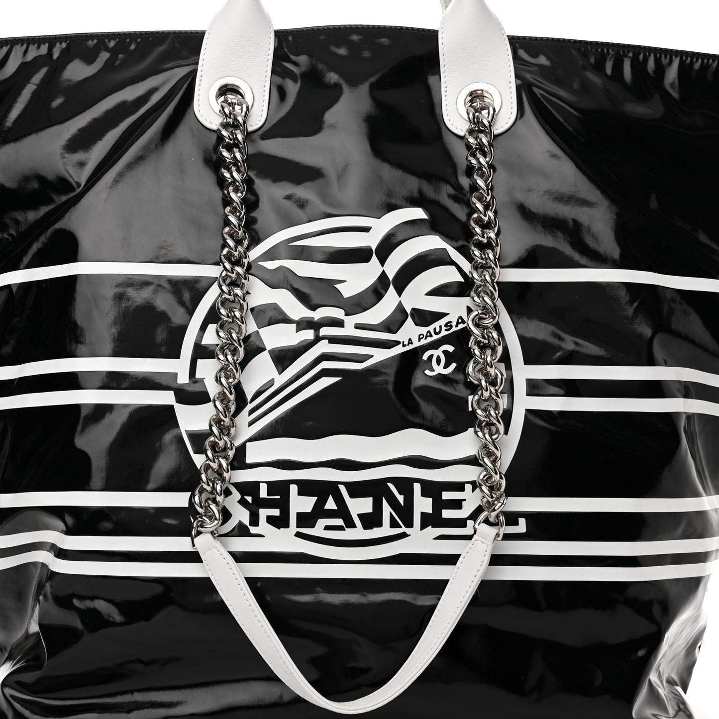 Vinyl Large La Pausa Bay Shopping Bag Black