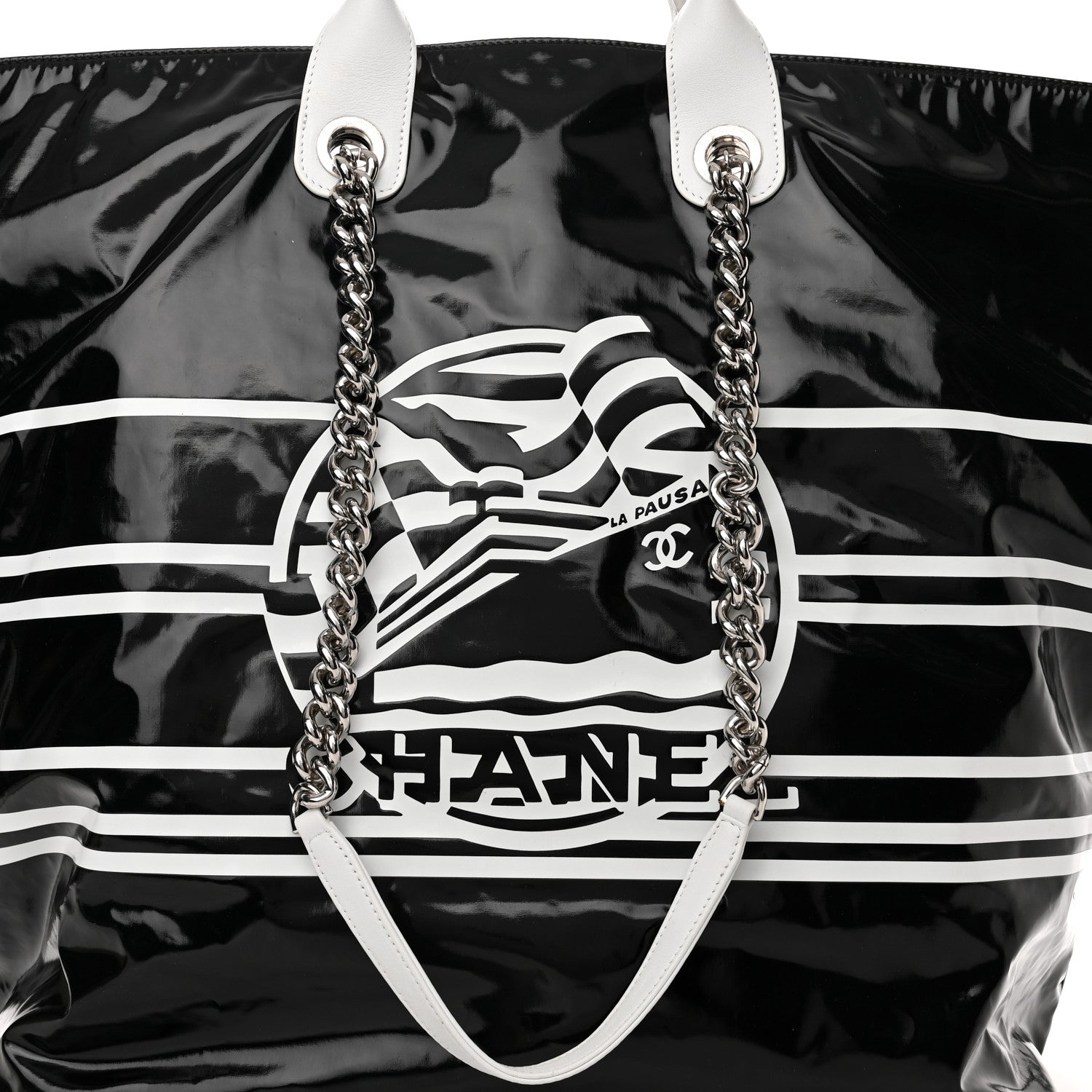 Chanel Vinyl Large La Pausa Bay Shopping Bag Black 8 of 10