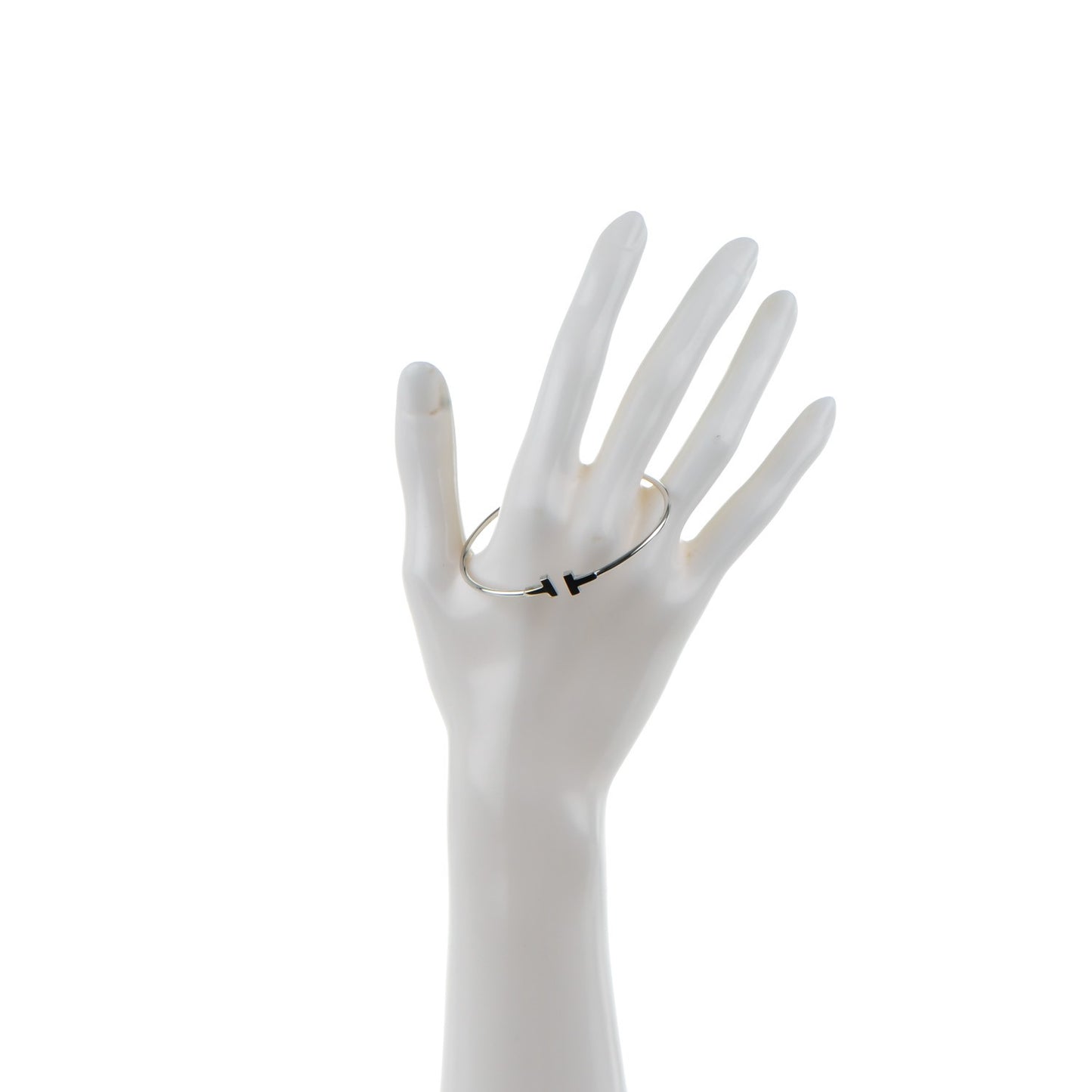 18K White Gold Narrow T Wire Bracelet