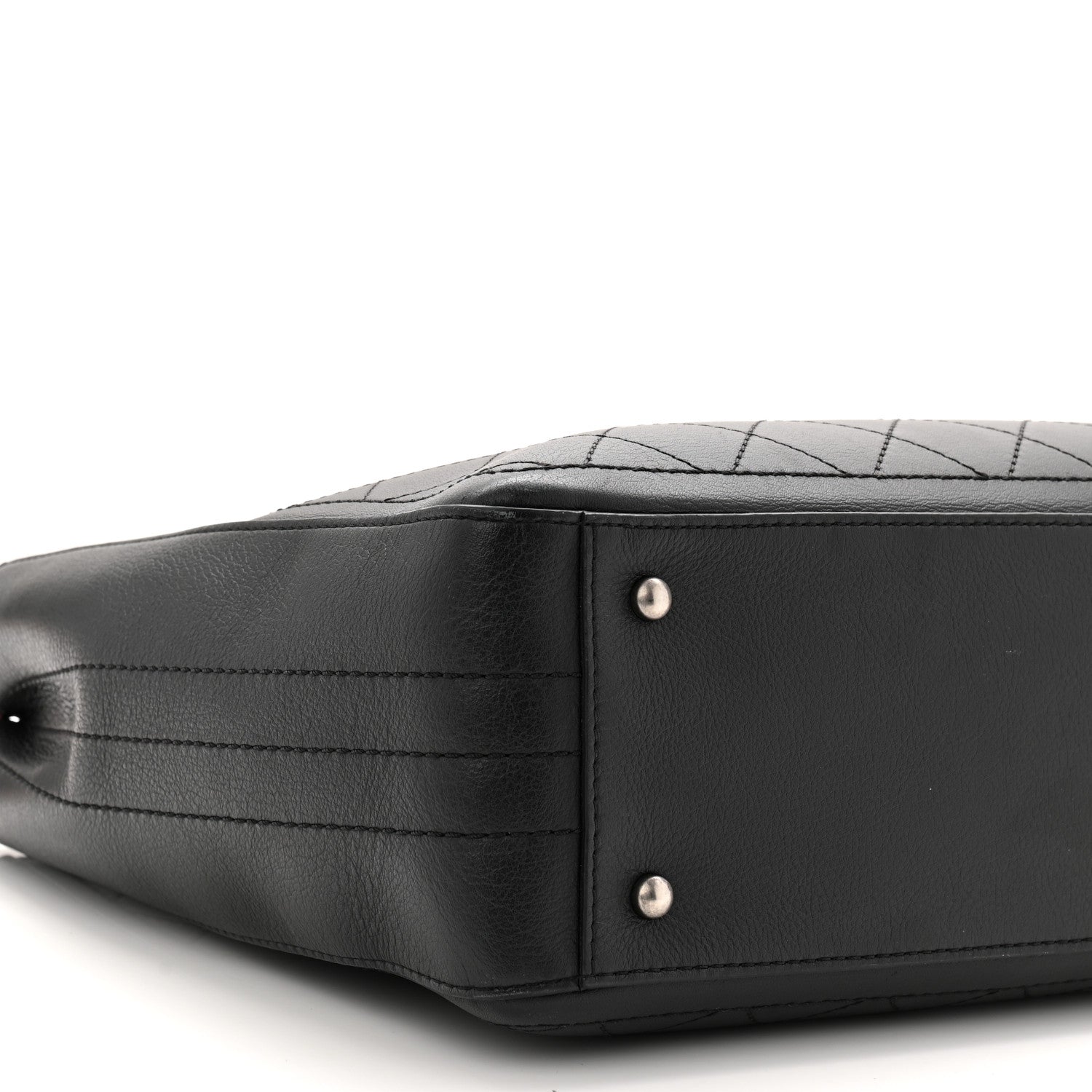 Chanel Bullskin Stitched Bi-Color Large Shopping Black 9 of 11