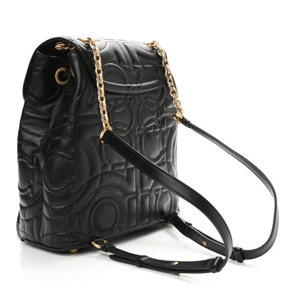 Salvatore Ferragamo Calfskin Quilted Gancini Backpack Black 3 of 9