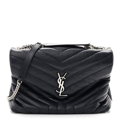 Saint Laurent Calfskin Y Quilted Monogram Medium Loulou Chain Satchel Medium Blue 1 of 14