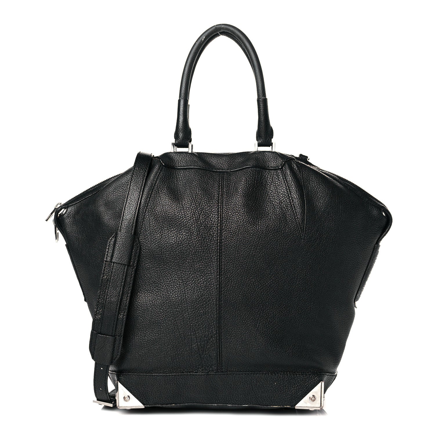 Alexander Wang Pebbled Calfskin Large Emile Black Silver Hardware 1 of 26