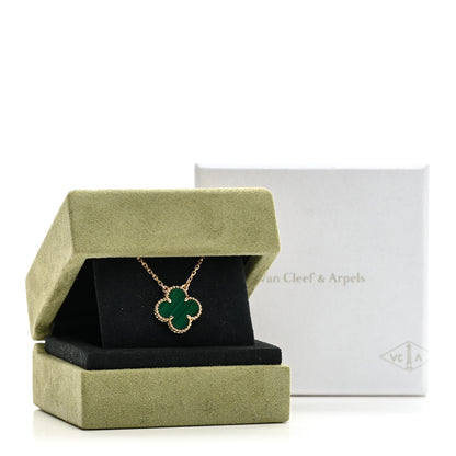 Van Cleef & Arpels 18K Yellow Gold Malachite Vintage Alhambra Pendant Necklace 6 of 6