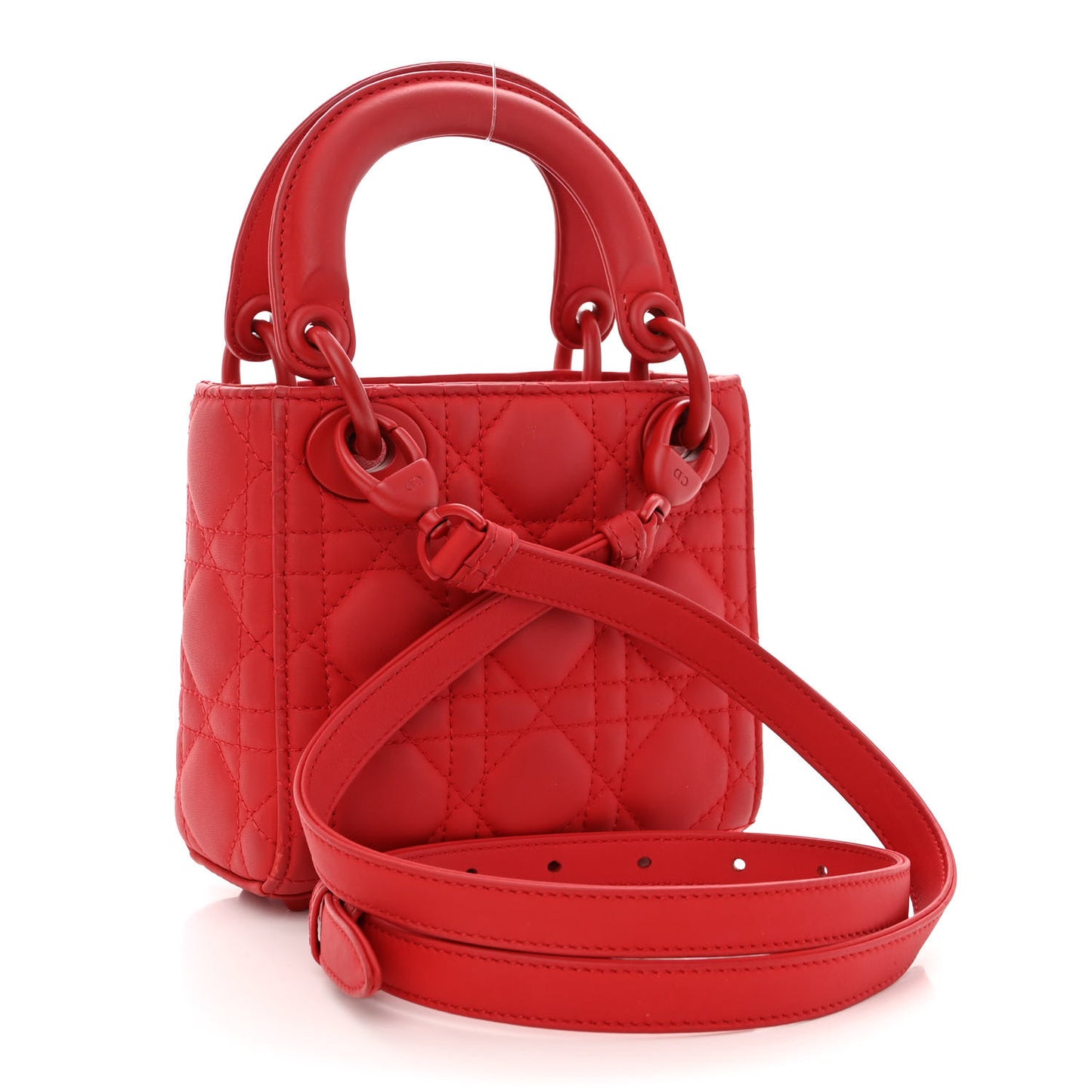 Ultra Matte Calfskin Cannage Micro Lady Dior Red