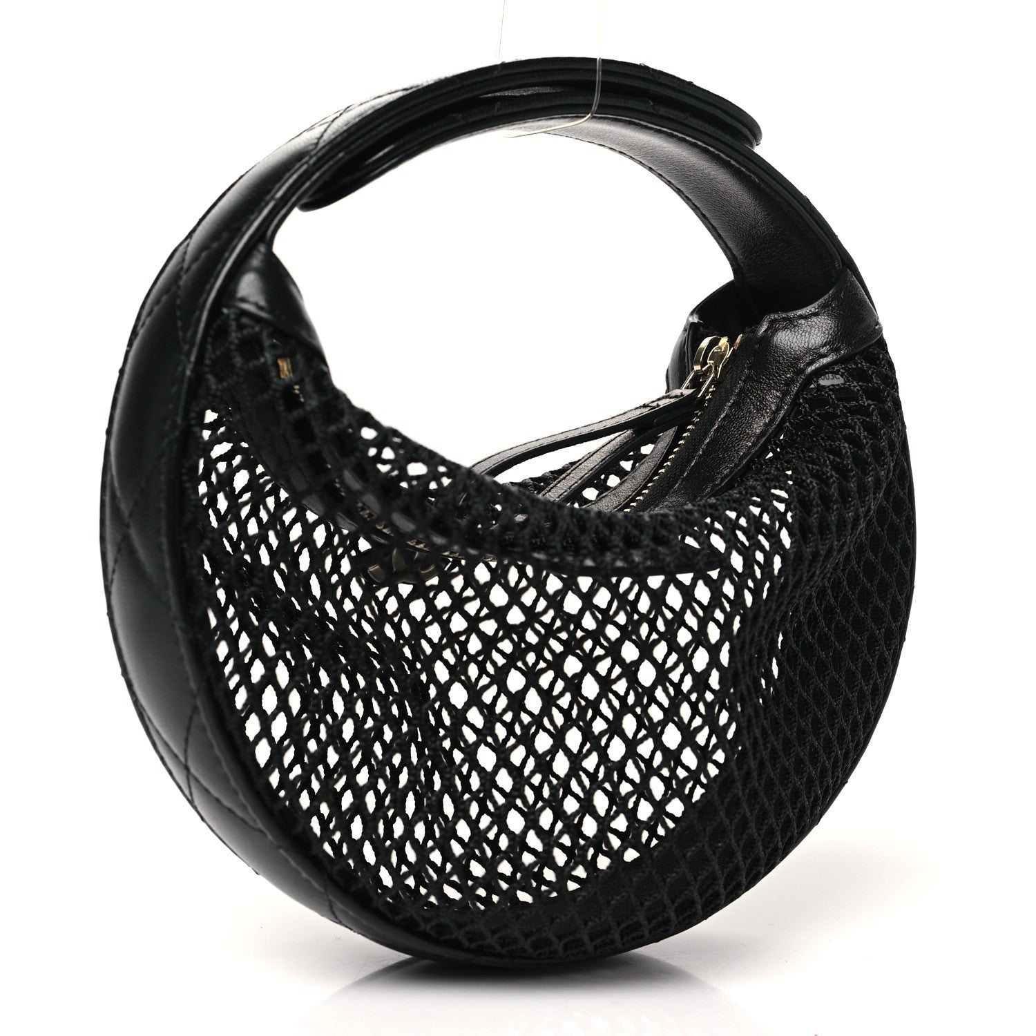 Chanel Mesh Shiny Lambskin Pouch Hobo Black 3 of 10