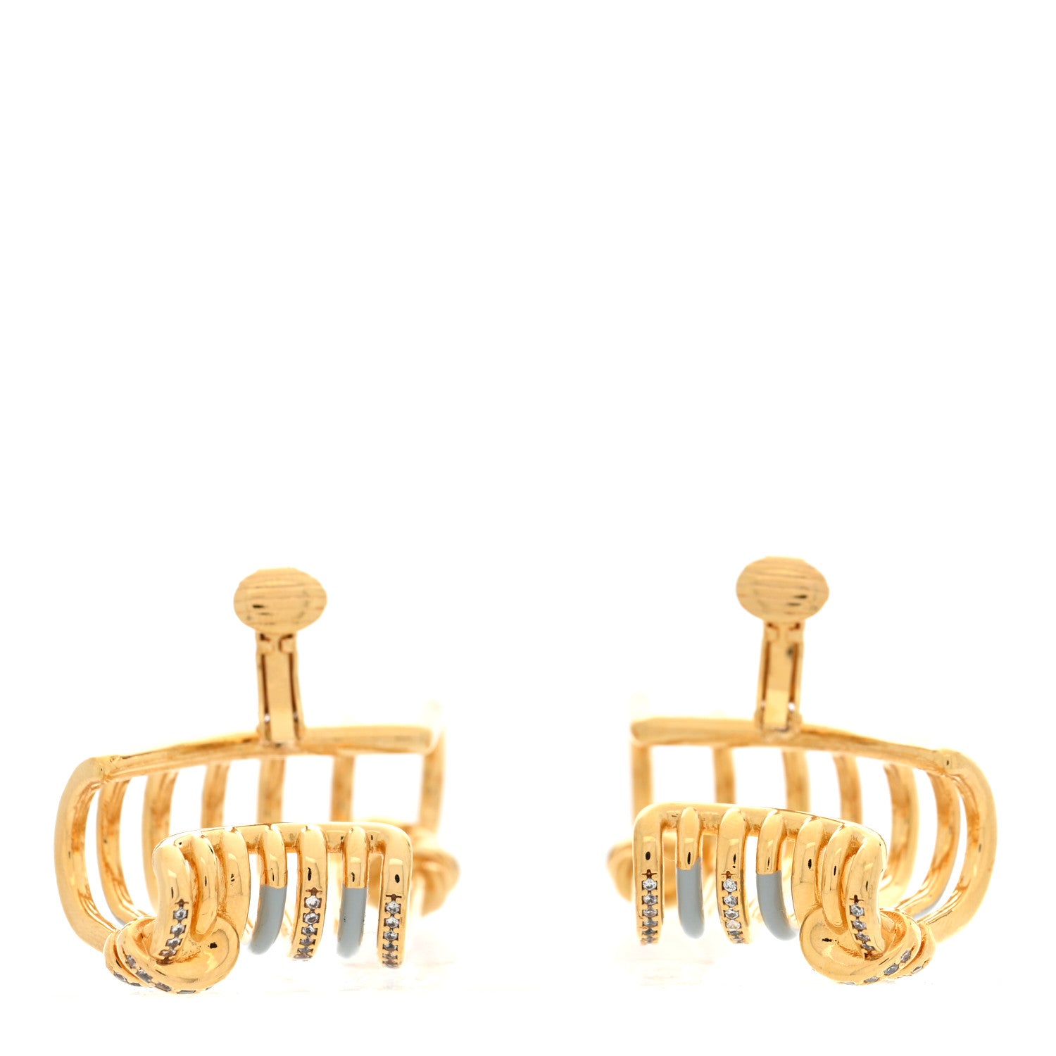 Fendi Metal Resin Crystal Filo Ear Cuffs Gold Blue 6 of 8