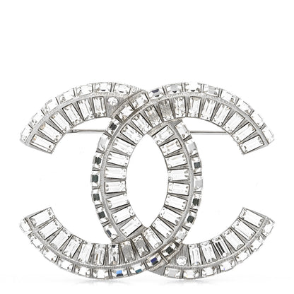 Chanel Baguette Crystal CC Brooch Silver 1 of 4