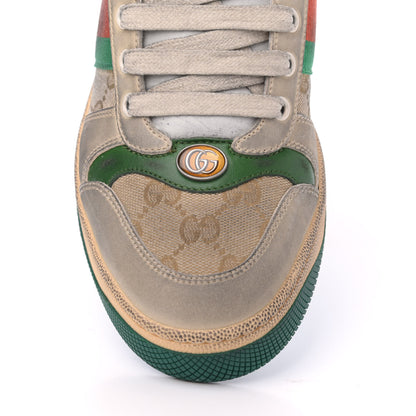 Gucci GG Monogram Nubuck Web Womens Screener Sneakers 39 New Sand Dusty Milk Vintage Green 8 of 9