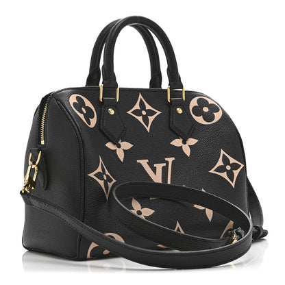 Louis Vuitton Empreinte Monogram Giant Speedy Bandouliere 25 Black Beige 3 of 9