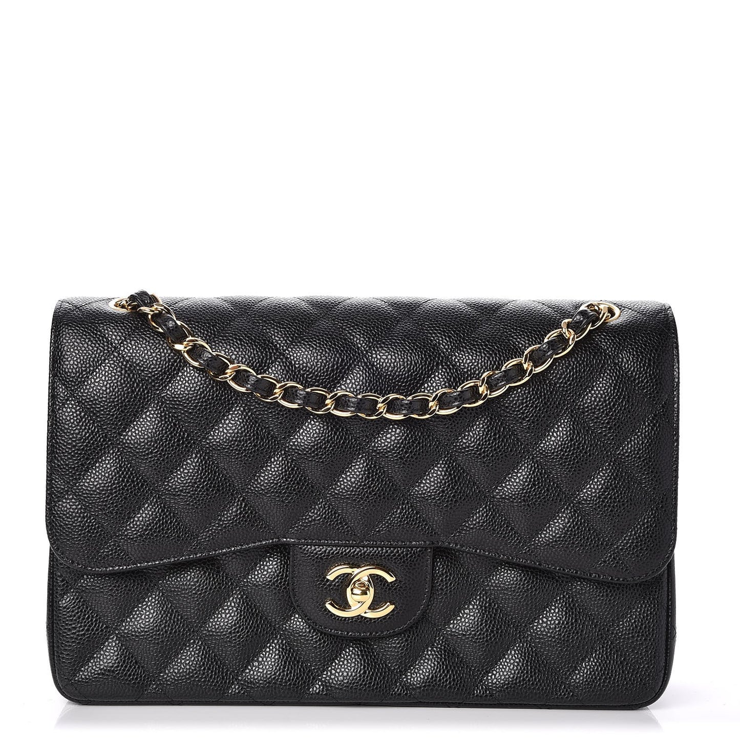 Caviar Quilted Jumbo Double Flap Black