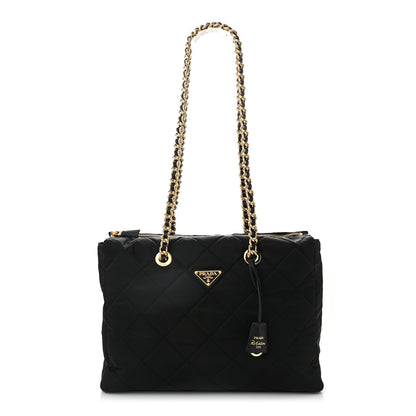 Prada Re-Nylon Impunturato Saffiano Triangle Stitched Re-Edition 1995 Chaine Large Shoulder Bag Black 1 of 10