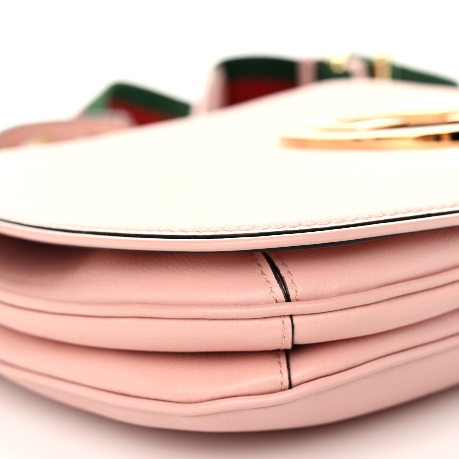 Gucci Roxy Calfskin Web Medium Blondie Top Handle Shoulder Flap Bag Powder Pink 10 of 12