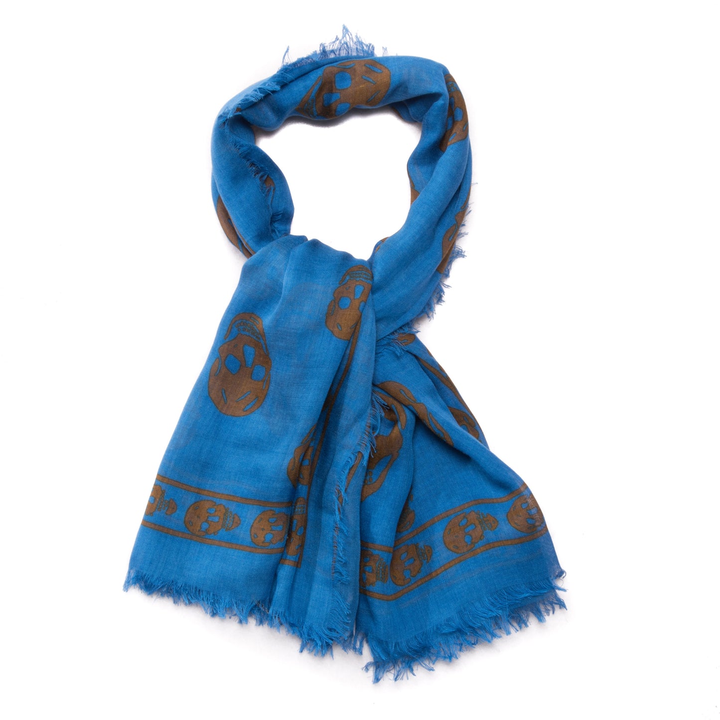 Modal Silk Skull Scarf Blue
