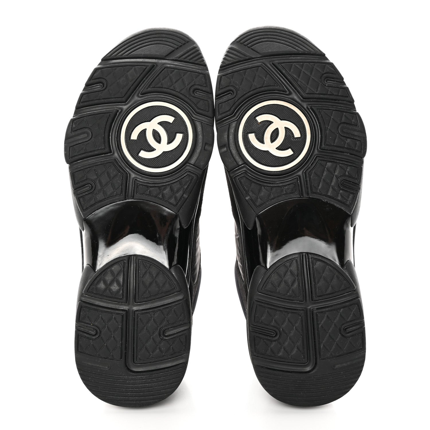 Chanel Fabric Calfskin Suede CC Sneakers 39 Black 5 of 9