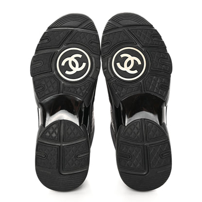Chanel Fabric Calfskin Suede CC Sneakers 39 Black 5 of 9