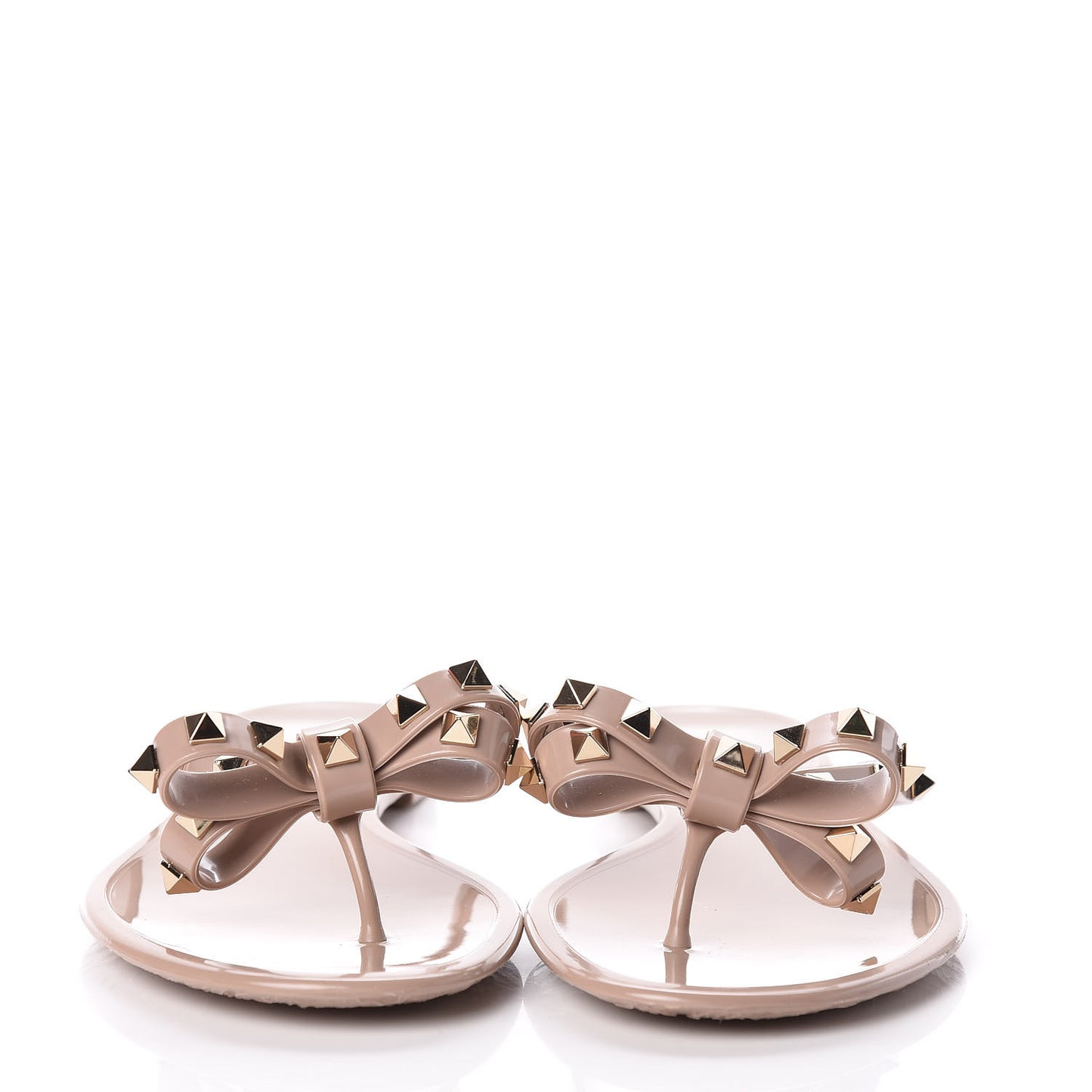 PVC Jelly Rockstud Bow Thong Sandals 41 Poudre