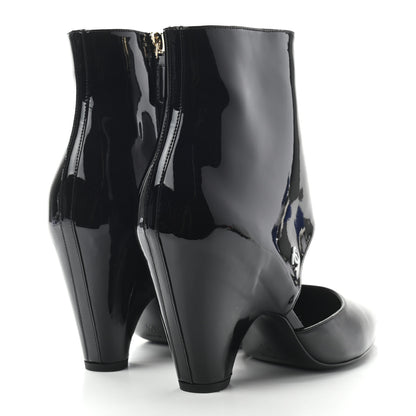 Chanel Lambskin Patent Calfskin Short Ankle Boots 38.5 Black 4 of 7