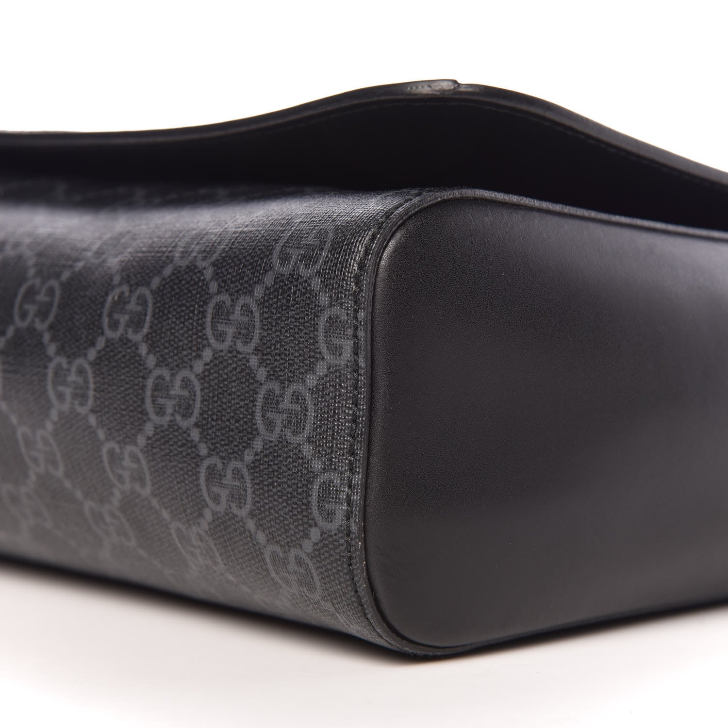 Gucci GG Supreme Monogram Web Flap Messenger Bag Black Grey 12 of 13