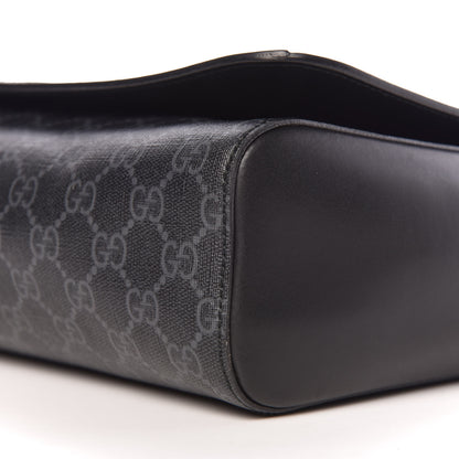 Gucci GG Supreme Monogram Web Flap Messenger Bag Black Grey 12 of 13