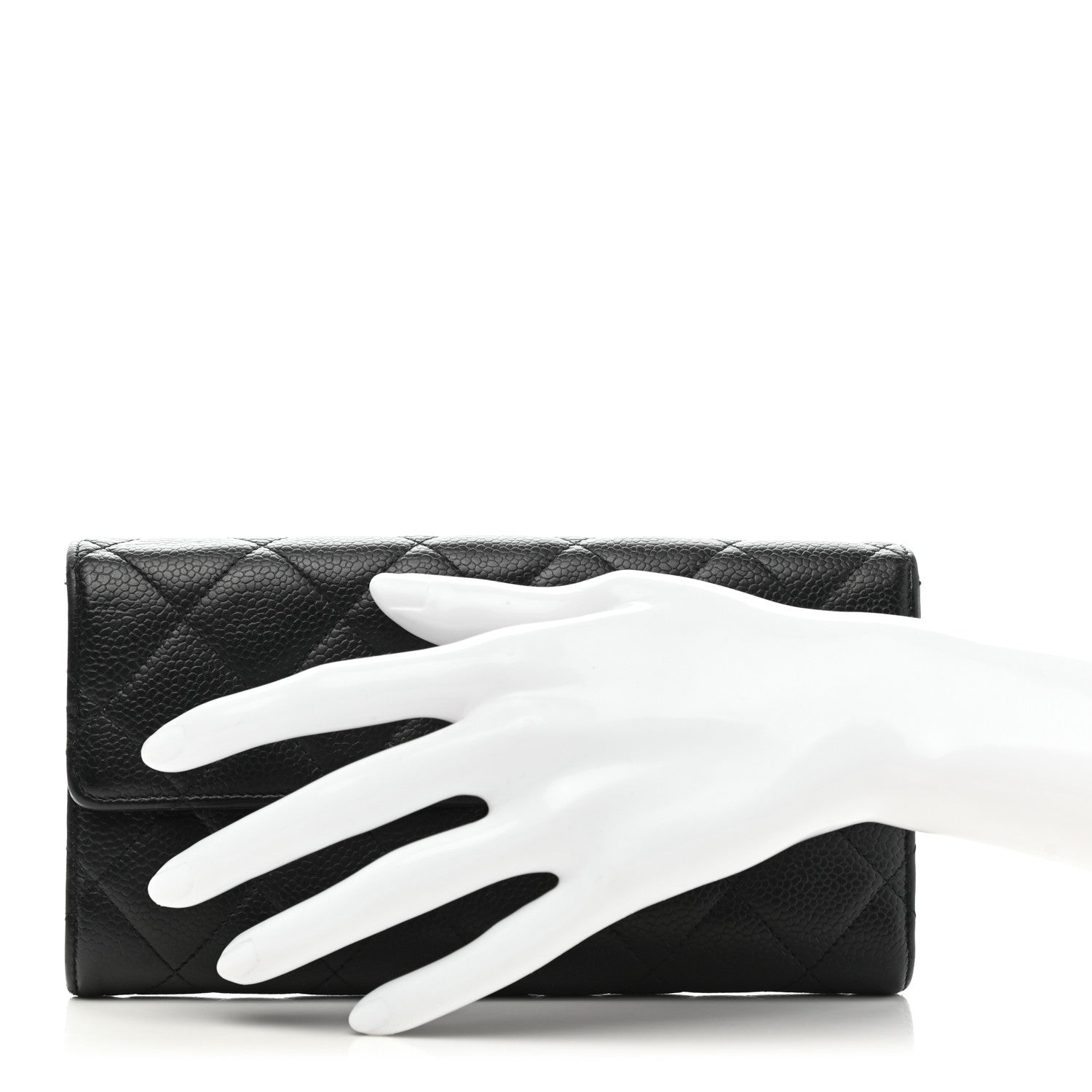 Chanel Caviar Quilted Large Gusset Flap Wallet Black 2 of 14