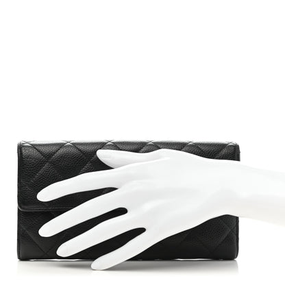 Chanel Caviar Quilted Large Gusset Flap Wallet Black 2 of 14