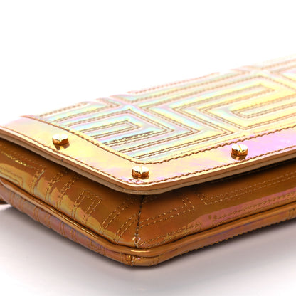 Versace Iridescent Lambskin Couture Chain Clutch Gold 7 of 14