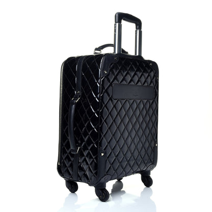Chanel Vinyl Calfskin Quilted Trolley Rolling Luggage Black 2 of 8
