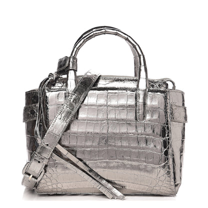 Nancy Gonzalez Metallic Crocodile Top Handle Shoulder Bag Silver 1 of 9