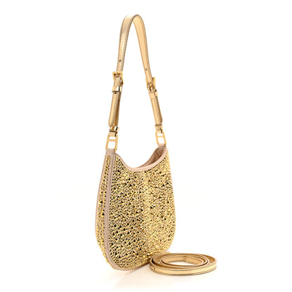 Prada Satin Crystal Cleo Adjustable Strap Shoulder Bag Platino 3 of 11