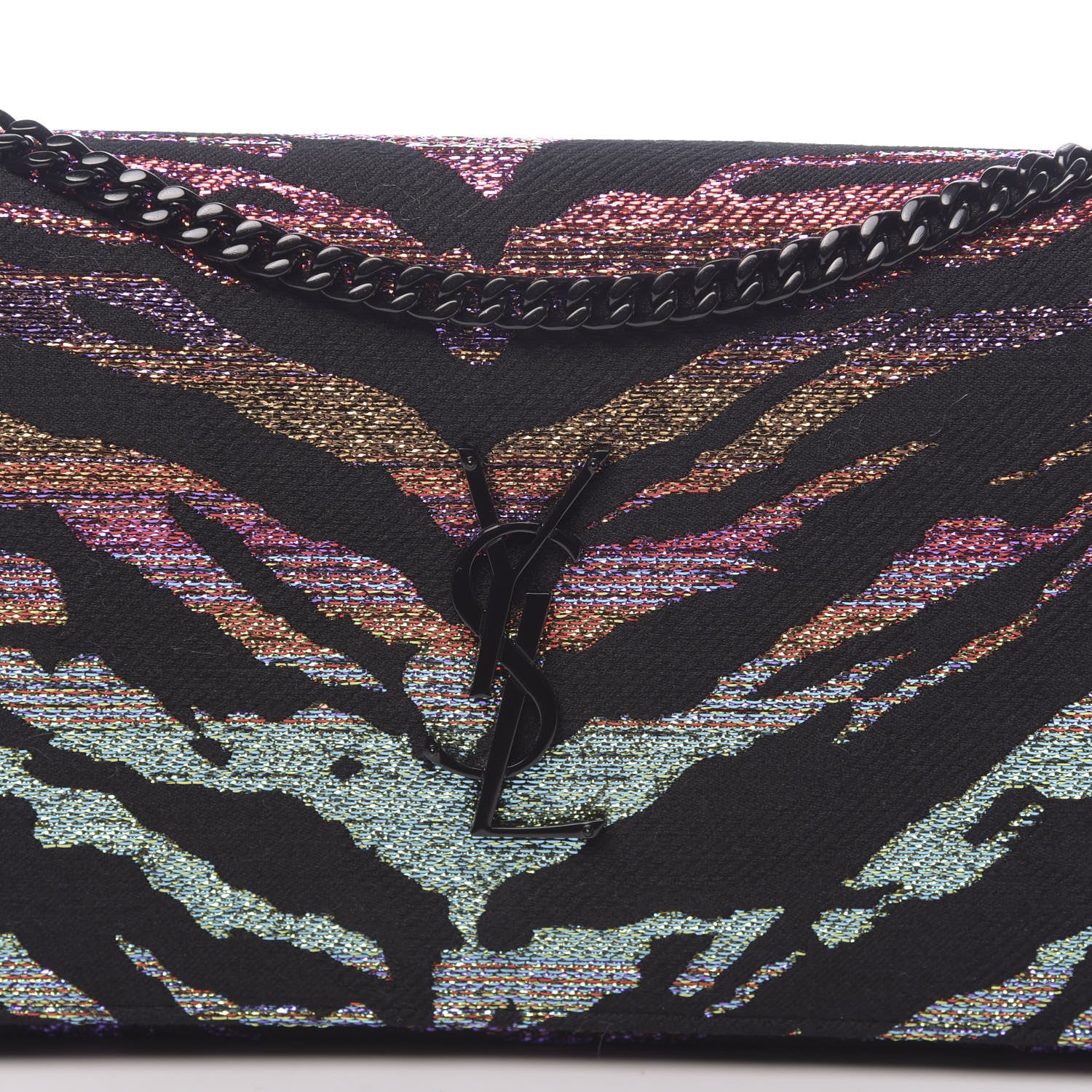 Saint Laurent Tiger Burnout Monogram Chain Wallet Multicolor 8 of 10