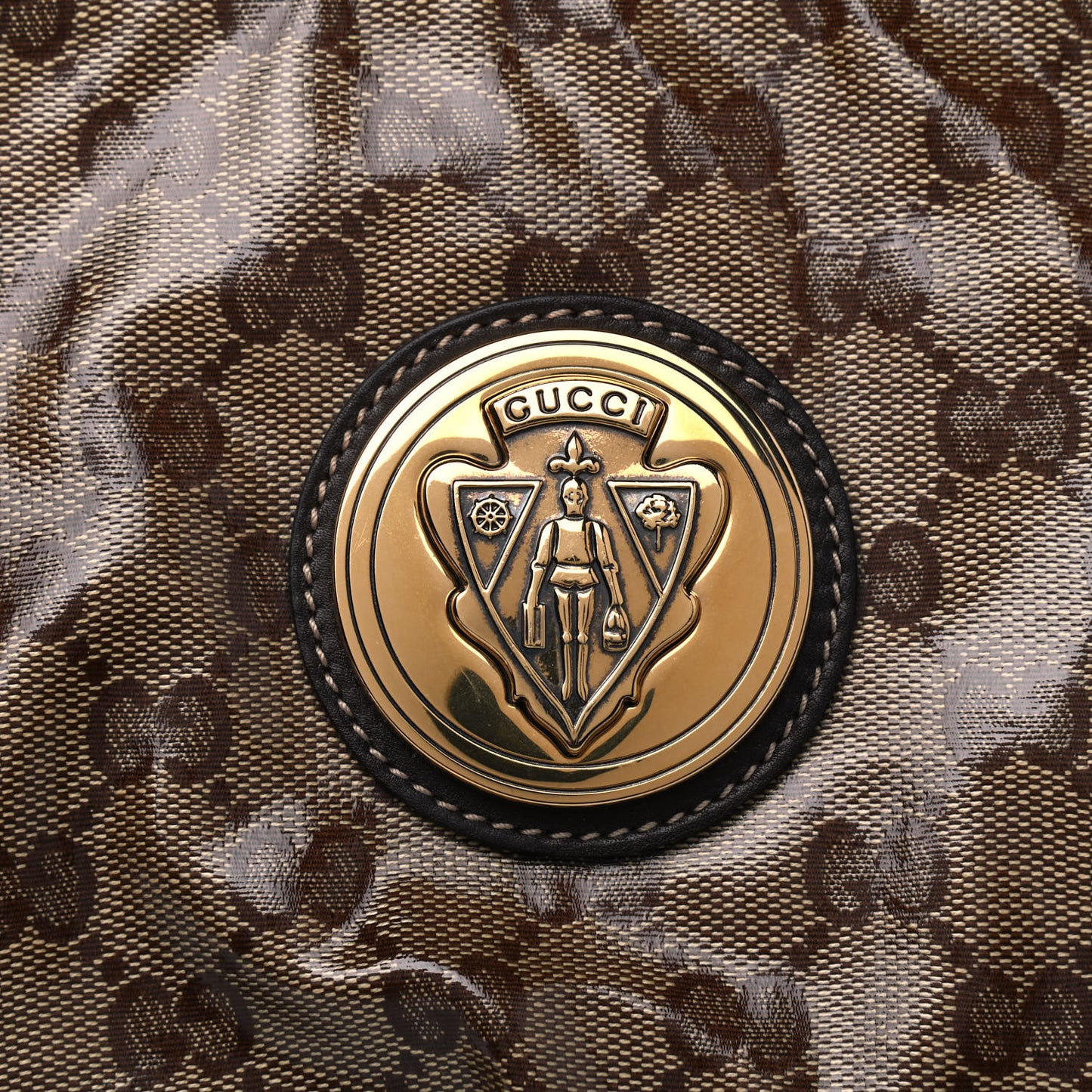 Crystal Monogram Large Hysteria Clutch Brown