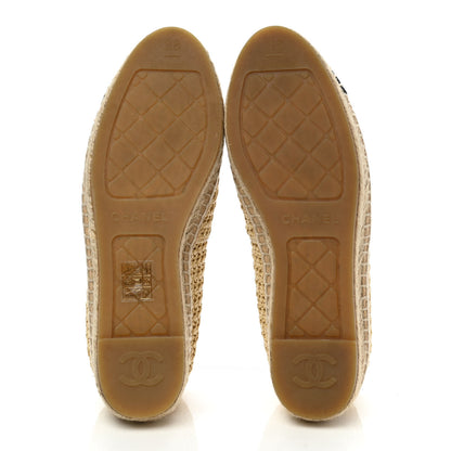 Chanel Braided Fabric Lambskin CC Espadrilles 38 Beige Black 5 of 11