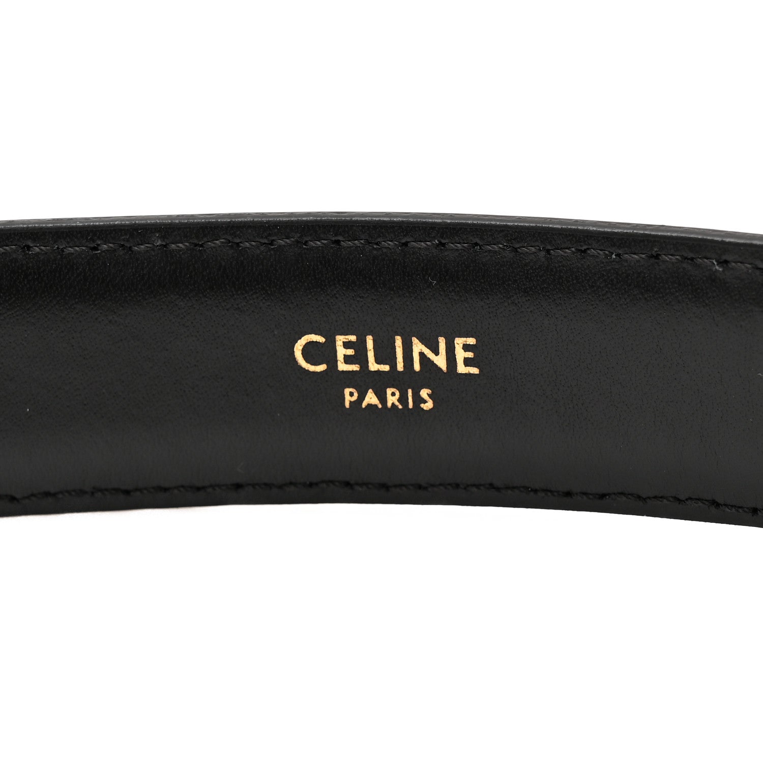 Celine Box Calfskin Medium 25mm Triomphe Belt 75 Black 1875973