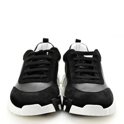 Hermes Goatskin Suede Goatskin Mens Bouncing Sneakers 41 Black 2 of 9