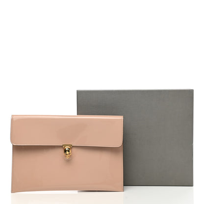 Alexander McQueen Patent Skull Lock Envelope Clutch Nude 9 of 9